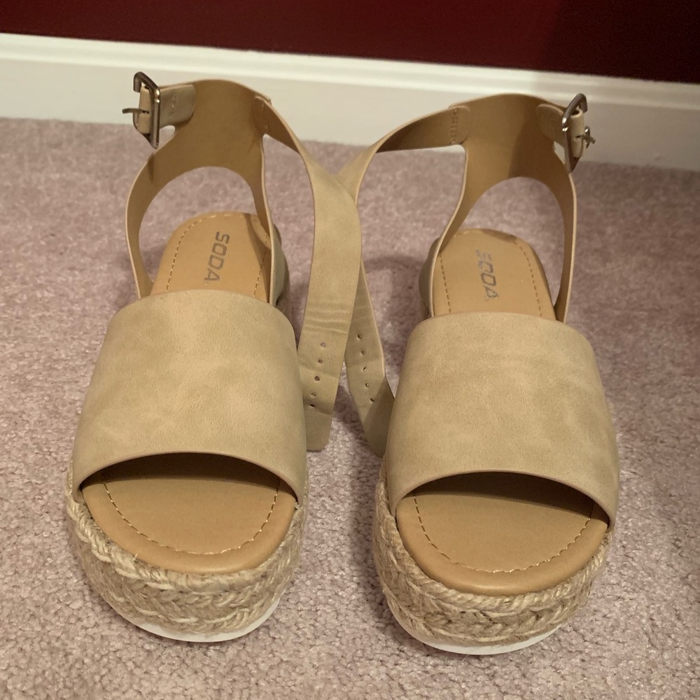 Tan platform sandals